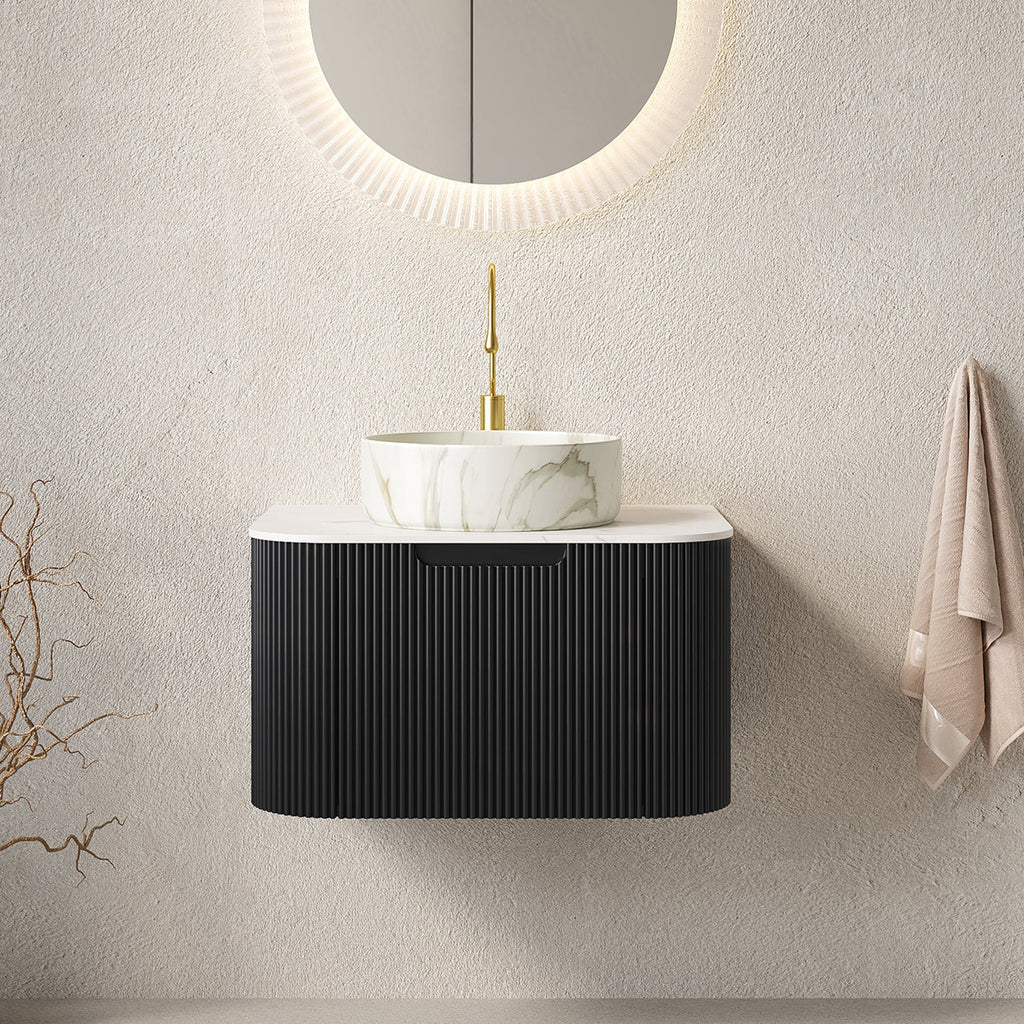 DINA 24" Bathroom Vanity & Sink with Floating Curved Edges - Multiple Finishes