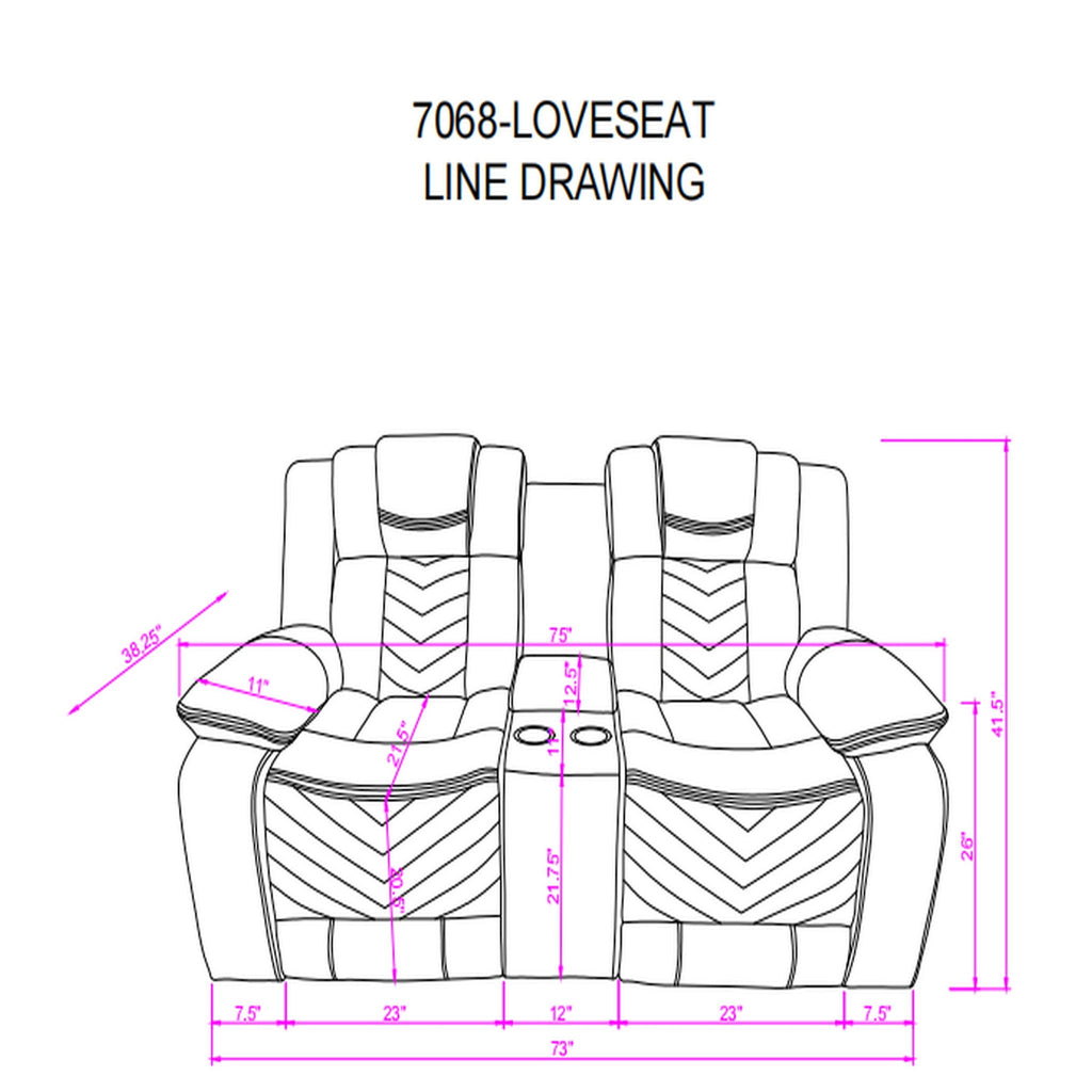 Power Reclining Loveseat with LED Lighting - Gray