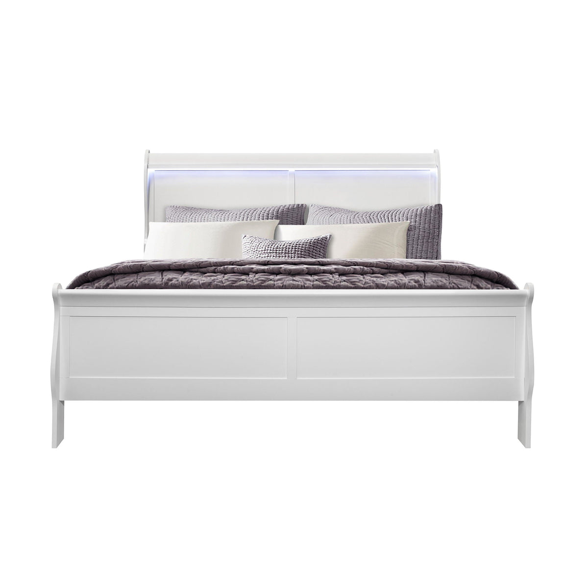 Charlston Sleigh Bed with LED Lighting - Blue or White