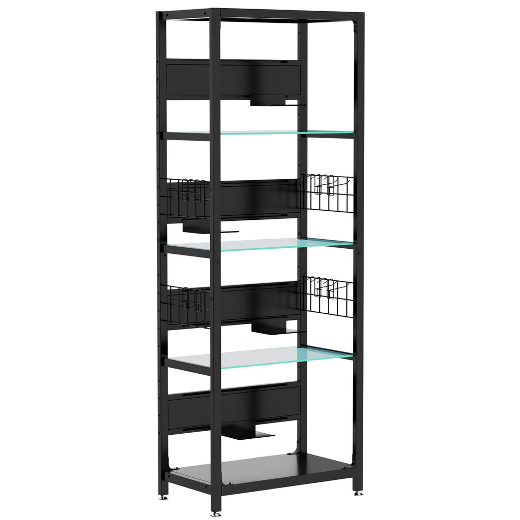 4 Tier Display Shelf With RGB Lights and Adjustable Storage - Black