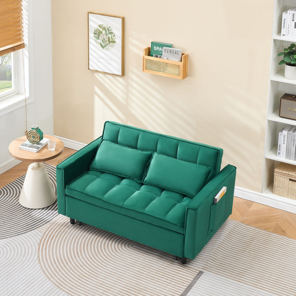 Convertible Velvet Sofa Bed with Storage Pockets - Multiple Colors