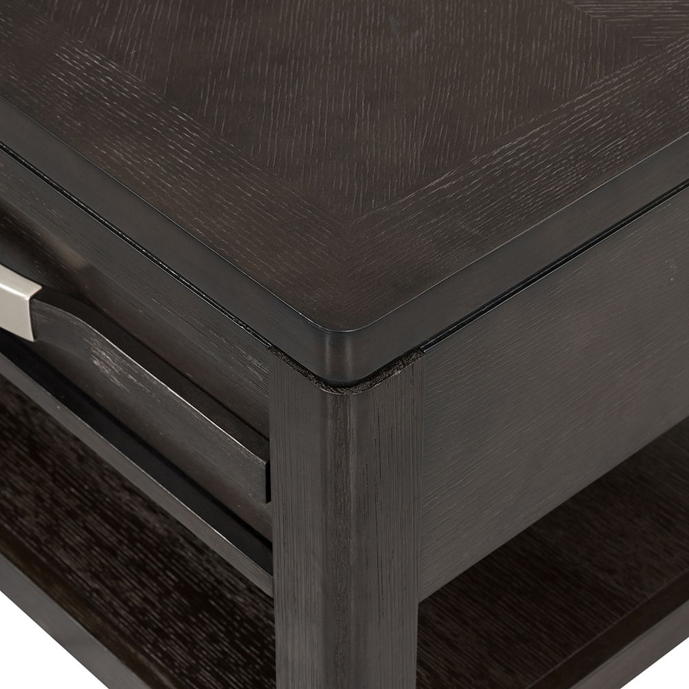 Elegant Dark Brown End Table with Storage Drawer and Shelf
