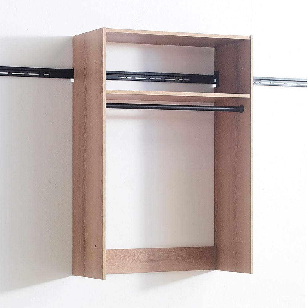 Wall Mounted Wood Closet System with Modular Units – White or Light Brown