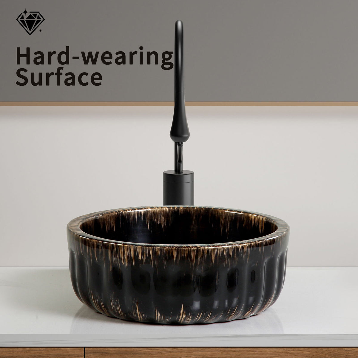 Black Vessel Sink with Modern Design - Black