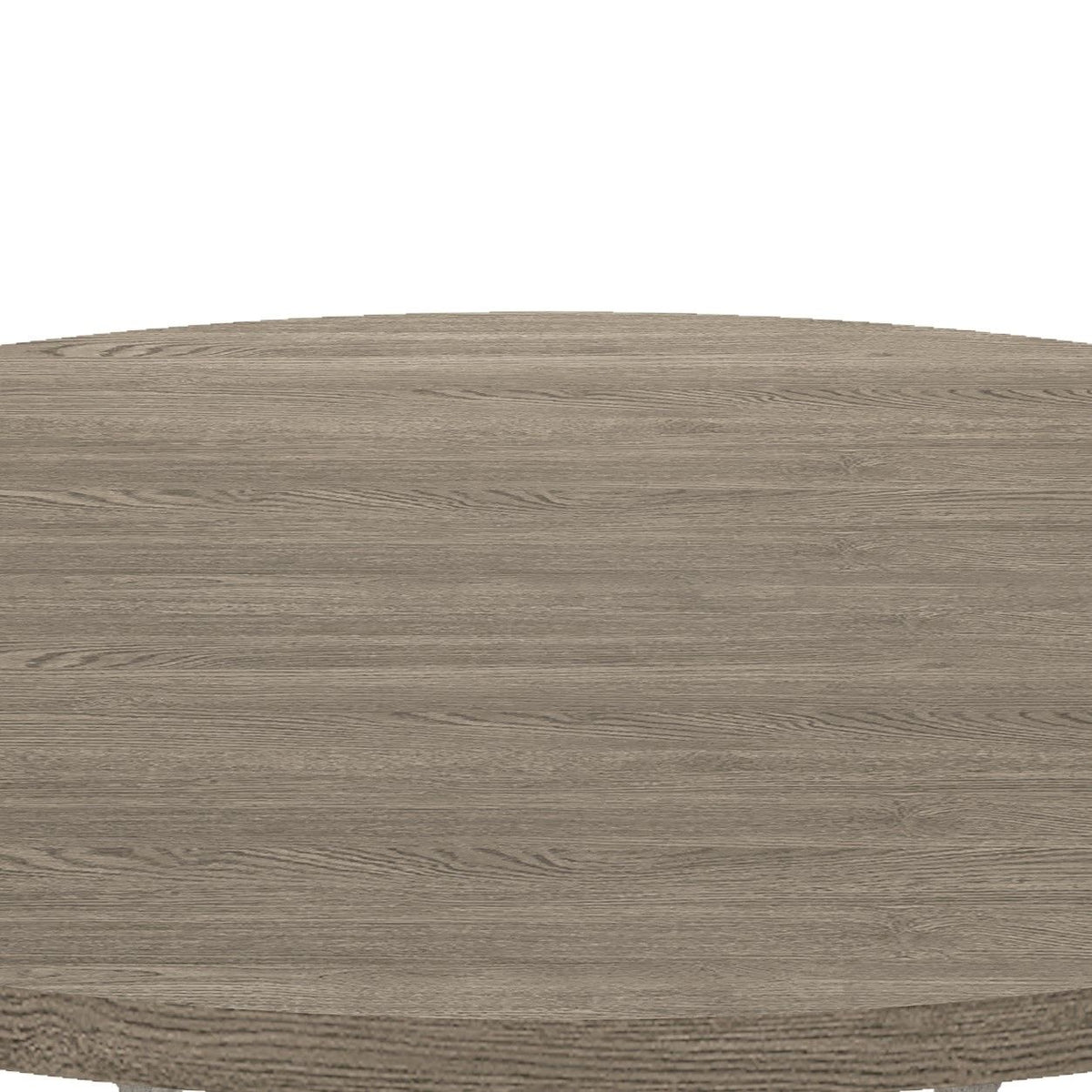 Round 5 Piece Dining Table Set with Pedestal Base - White And Gray