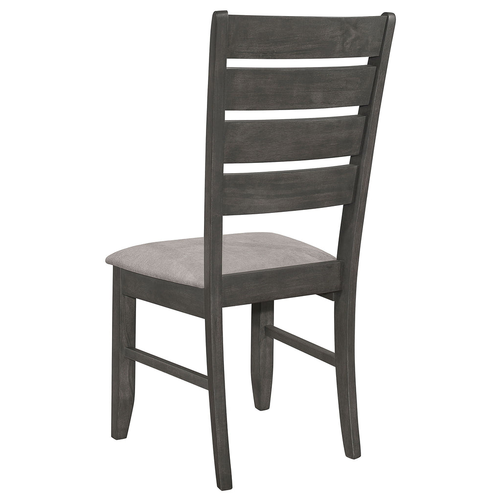 Padded Seat Dining Chairs with Tapered Slats - Set of 2, Dark Gray or Black