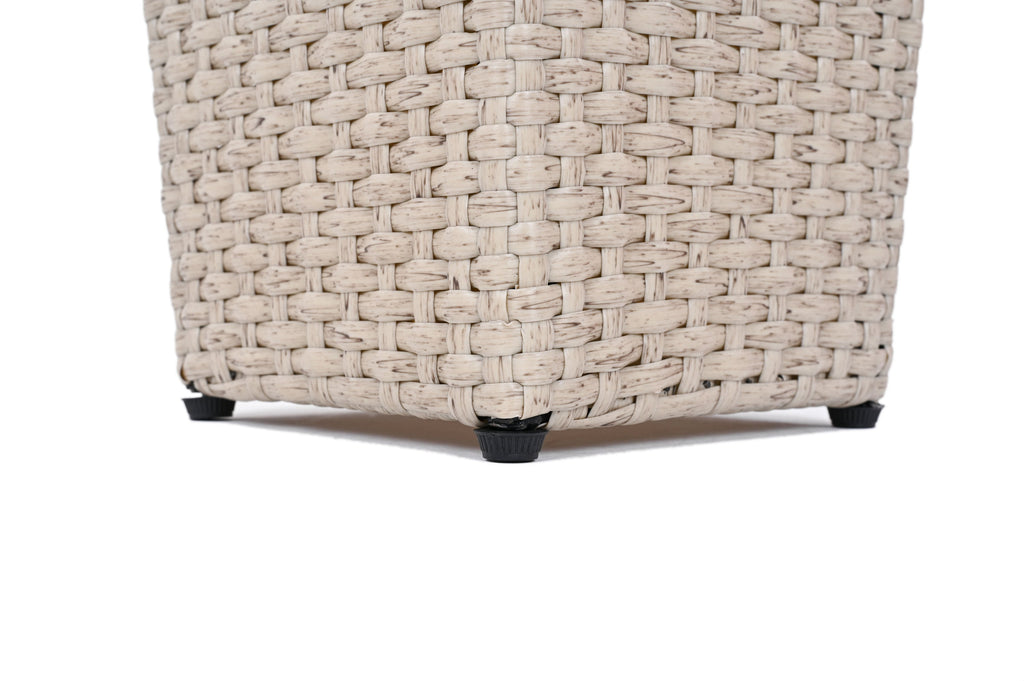 Beige PE Wicker Planters Set with Iron Frame, 2-Piece - Outdoor Flower Pots