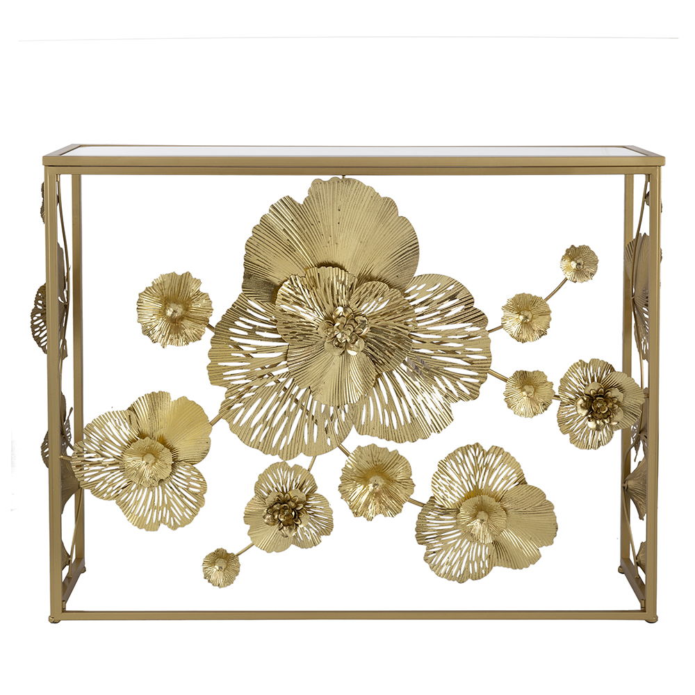Modern Console Table With Mirrored Glass Top