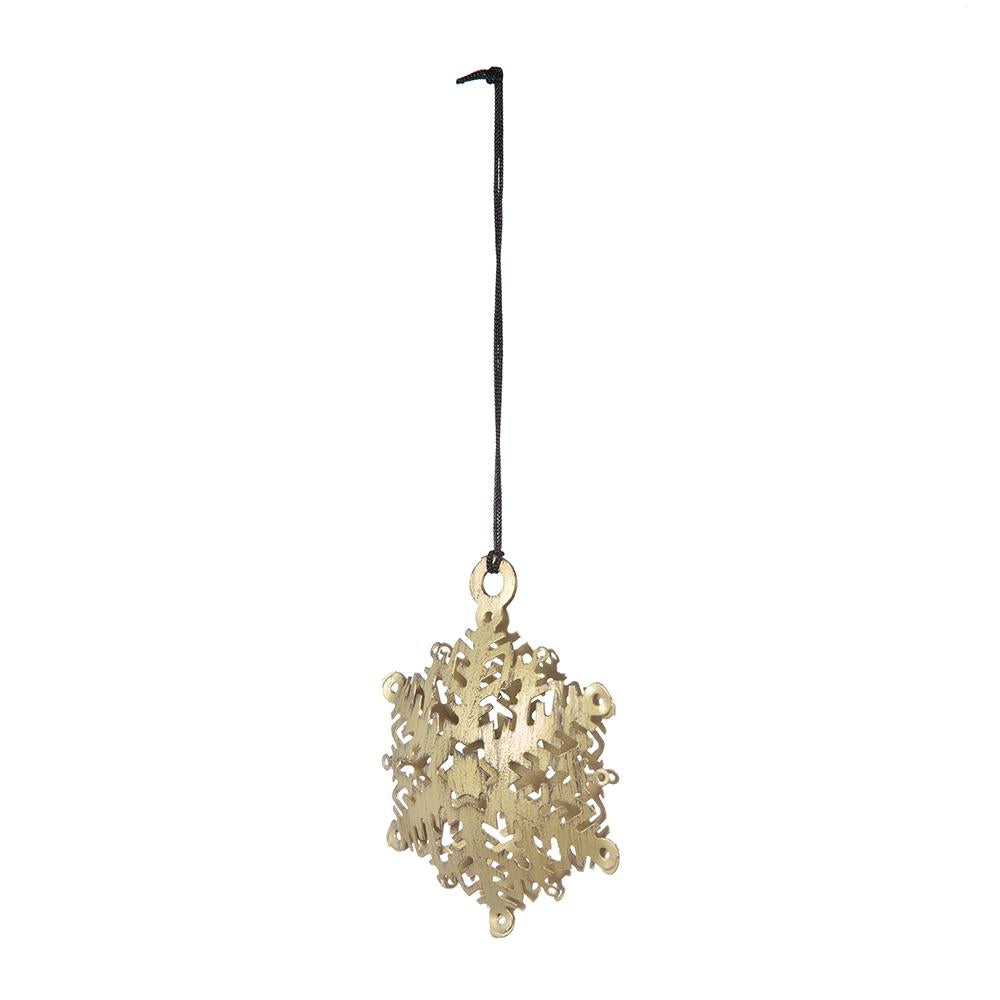 3.5" Snowflake Hanging Ornament Set of 12 with Durable Iron Construction - White