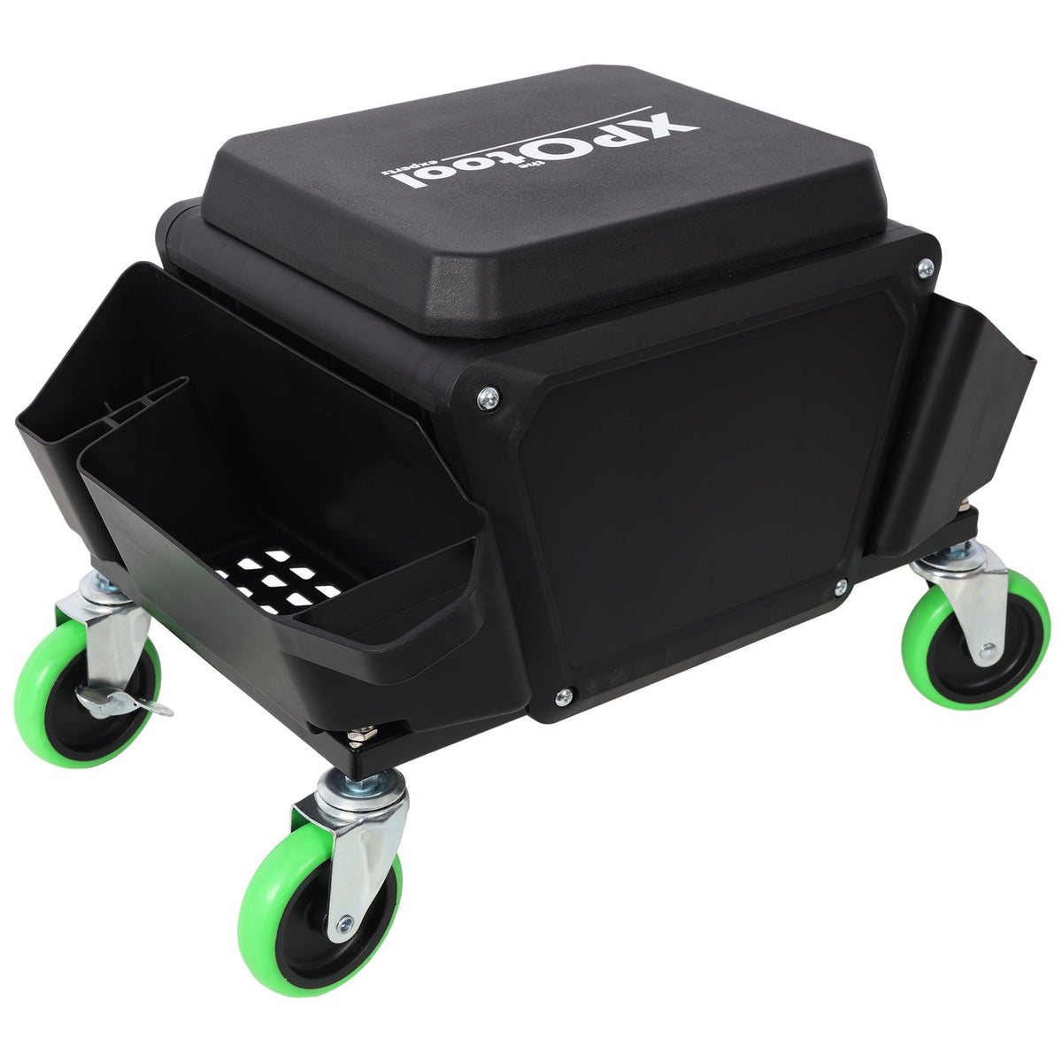 Heavy Duty Mechanic Stool with Wheels and Soft Rubber Cushion - Green