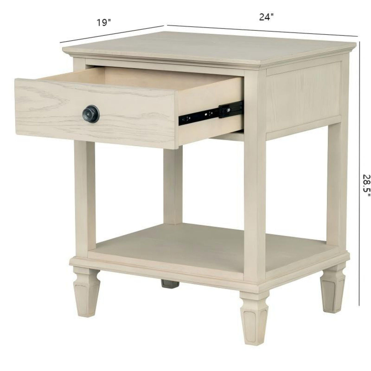 Bedside Table with Drawer and Shelf - Solid Wood Nightstand - Light Brown, Dark Brown, Beige, or Dark Gray