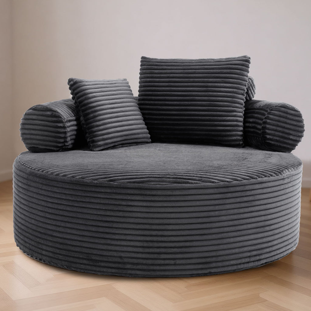 Round Sofa Bed with Memory Foam and 3 Pillows - Multiple Colors