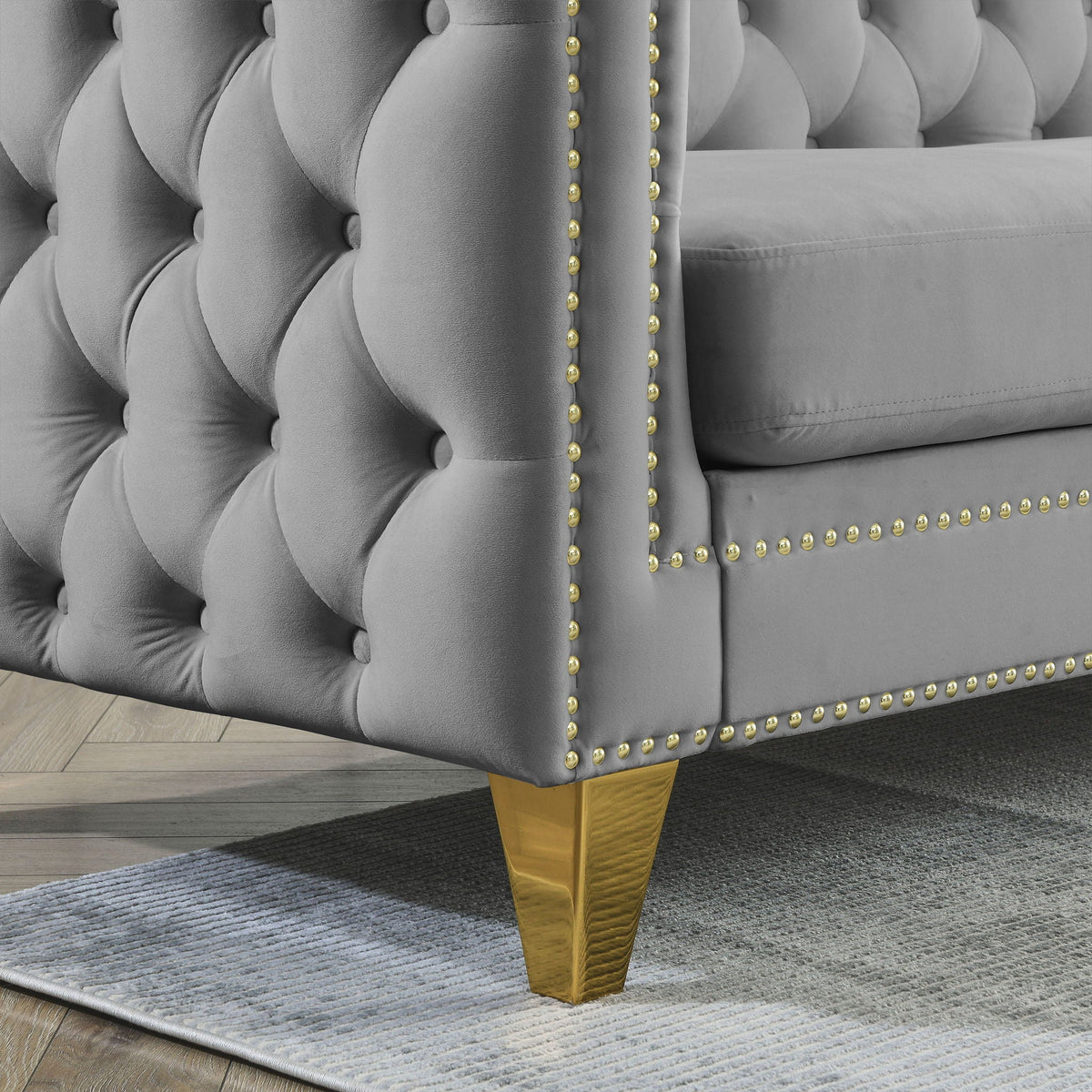 L-Shaped Corner Sofa, 5 Seater Sectional with Tufted Design – Beige or Dark Gray