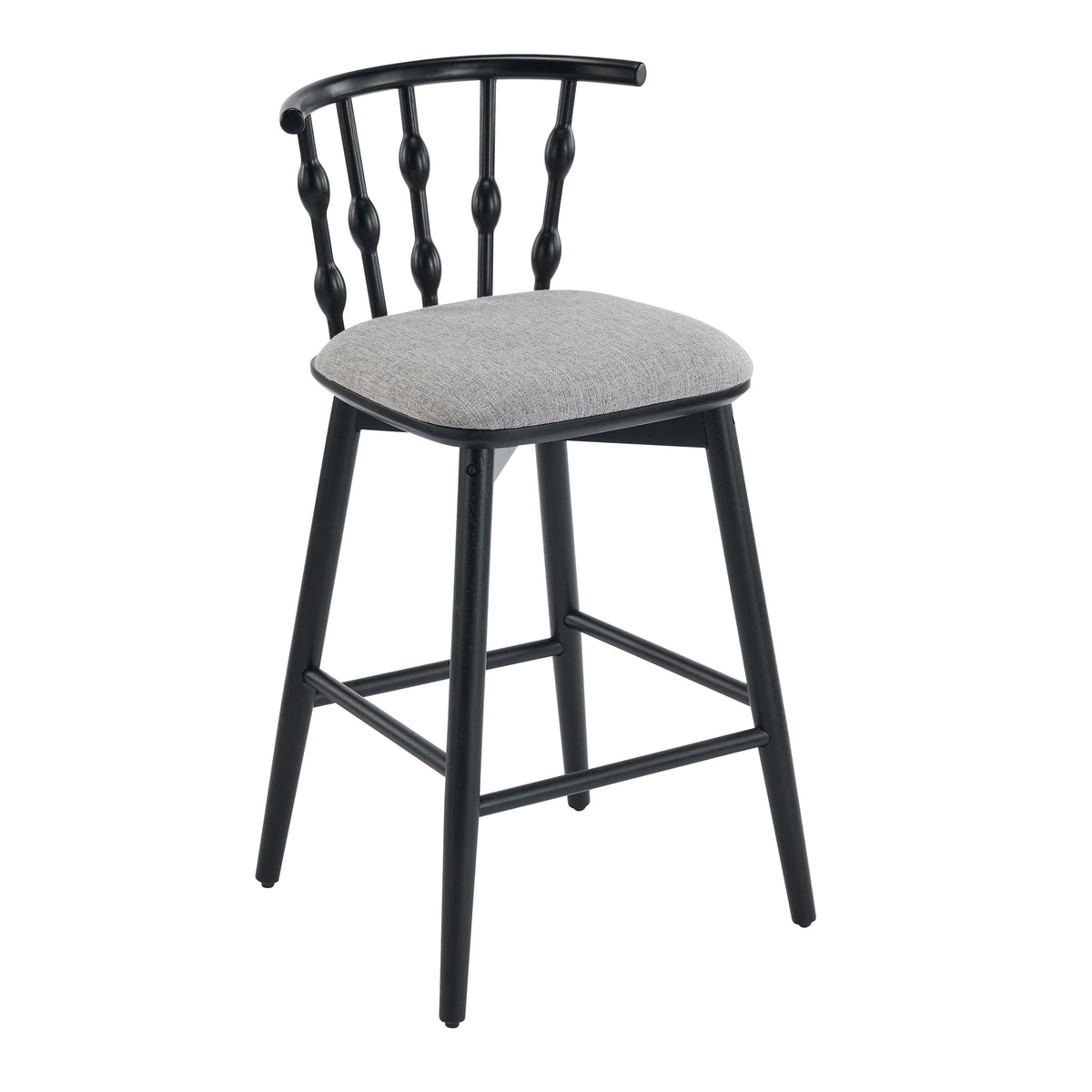 Doria Indoor Wooden Barstool with Hourglass Backrest - Grey