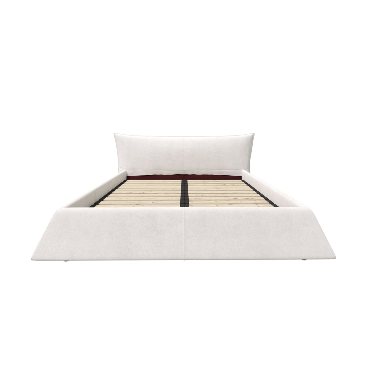 Upholstered Platform Bed with Special Shaped Headboard - Black or Beige