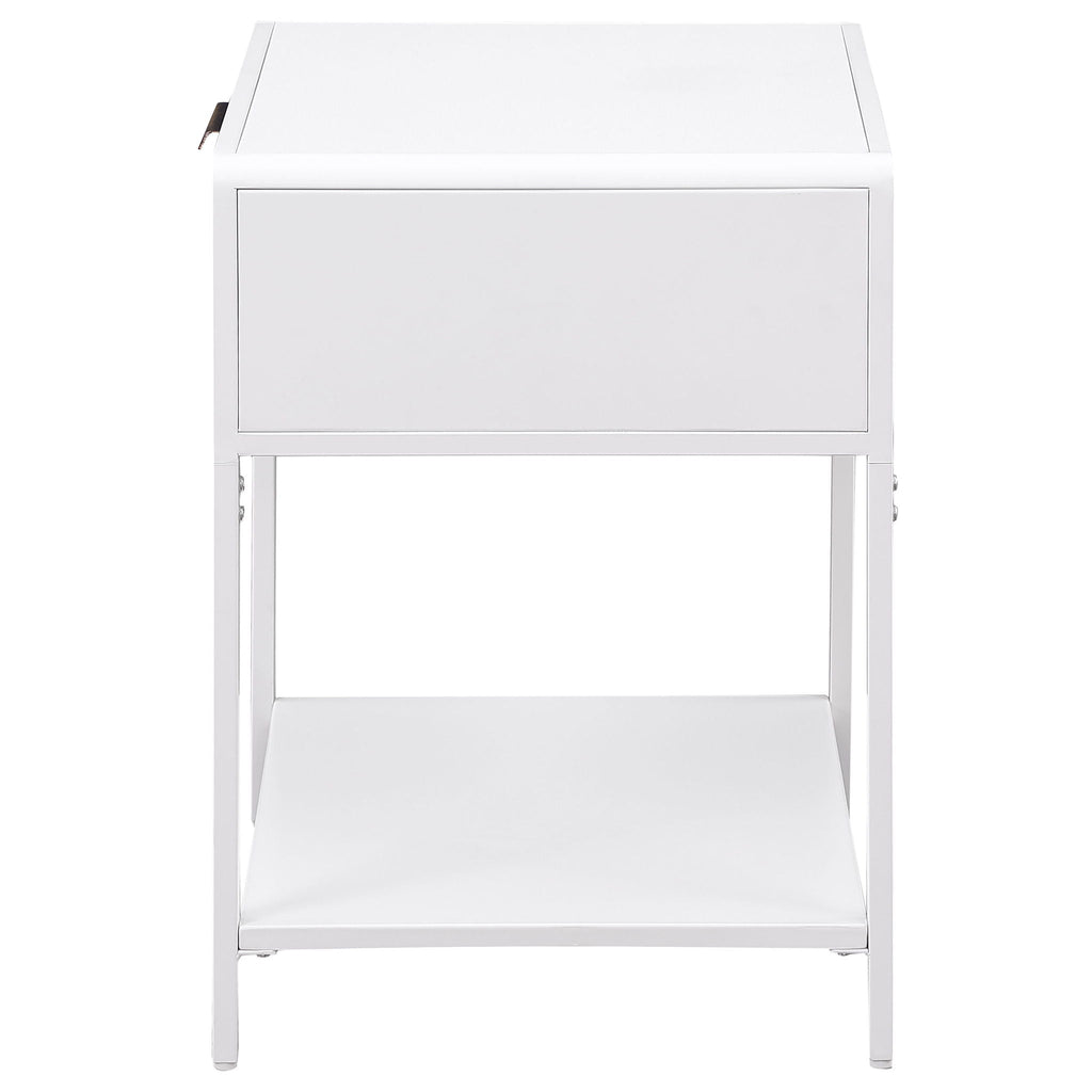Amherst 1-drawer Radio Weave Cane Metal Bedside Table White