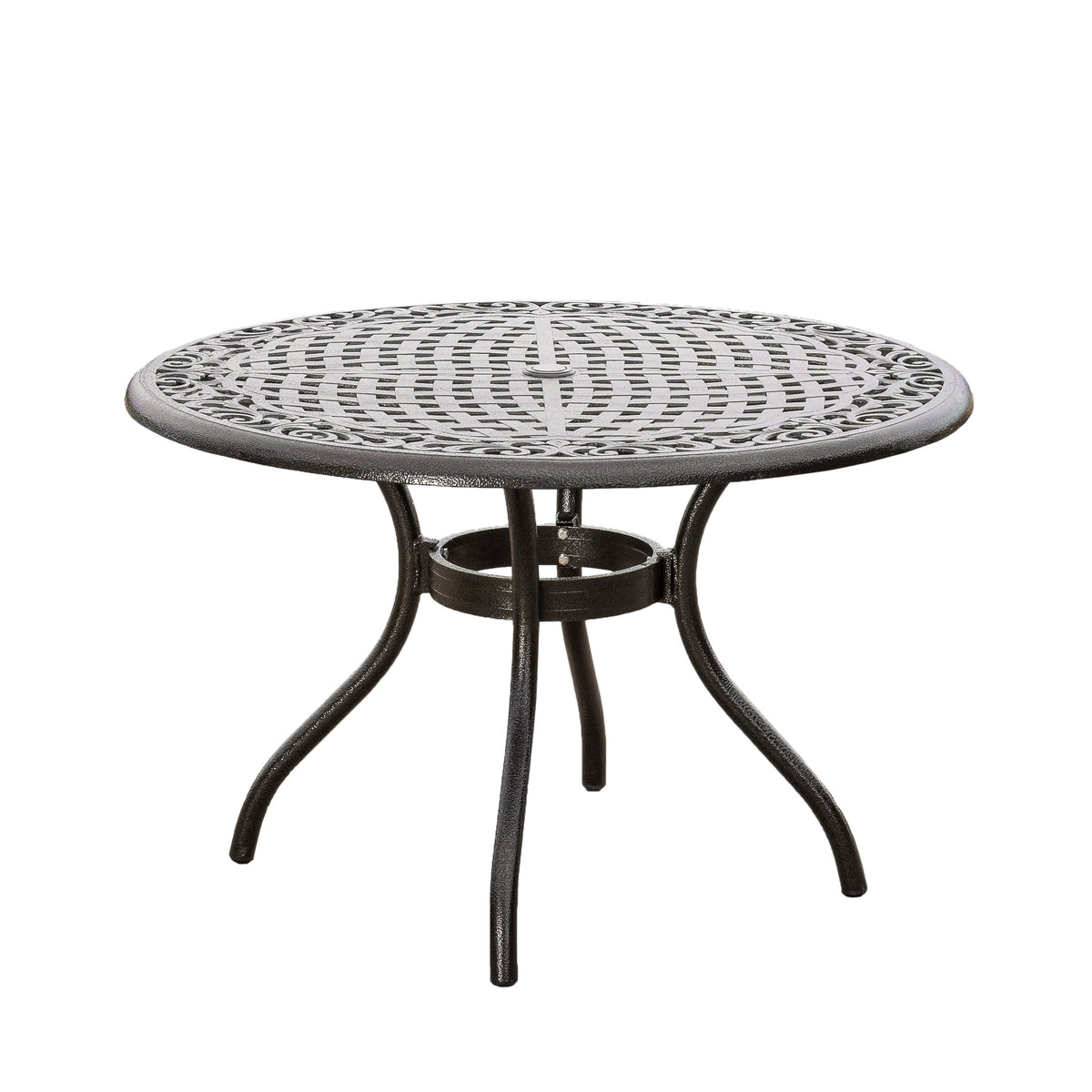 Phoenix 48in Round Patio Table with Lattice Design - Hammered Bronze