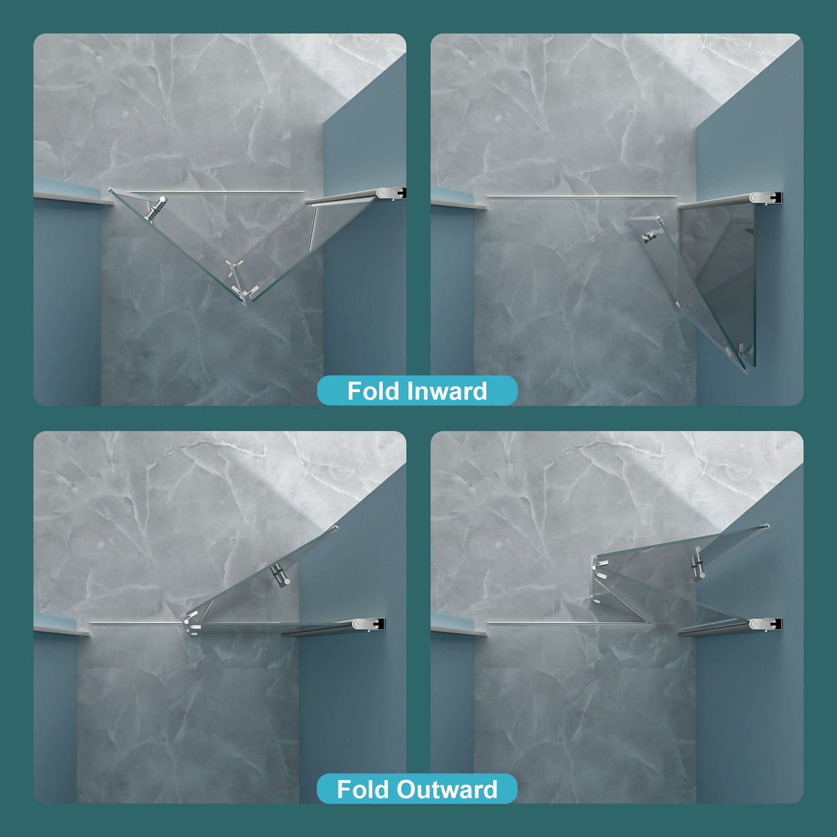 Fold Frameless Shower Door with Tempered Glass - Bi-Fold Modern Design