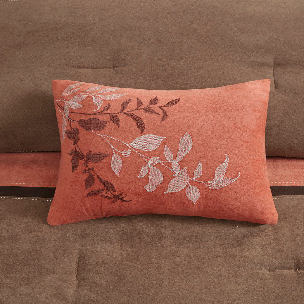 Faux Suede Comforter Set with Decorative Pillows - Coral California King