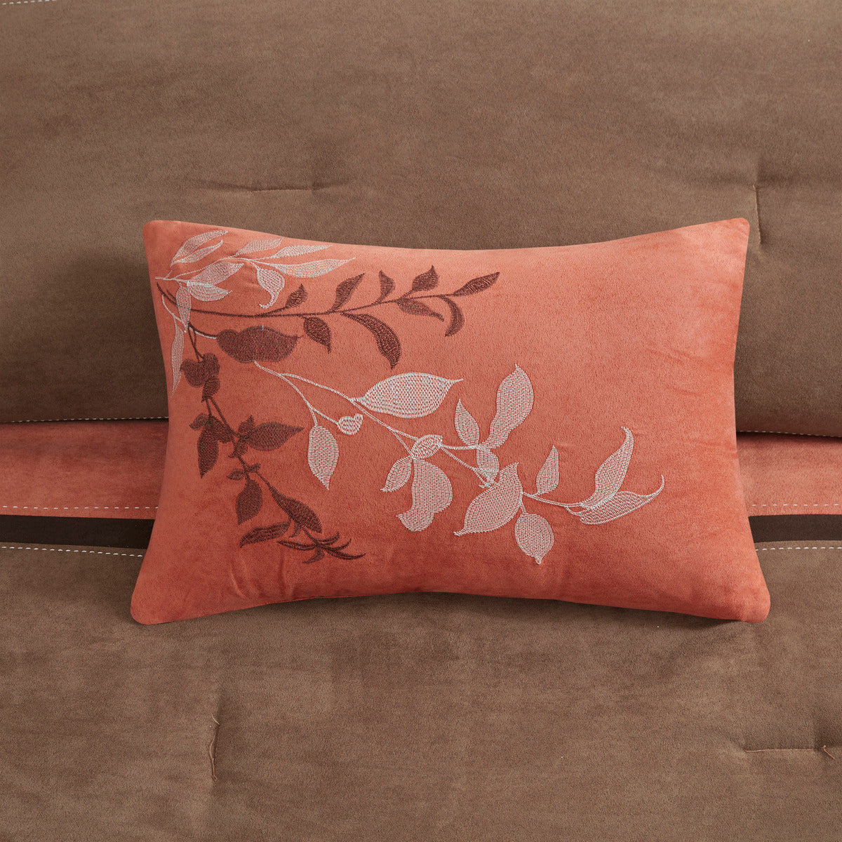 Faux Suede Comforter Set with Decorative Pillows - Coral California King