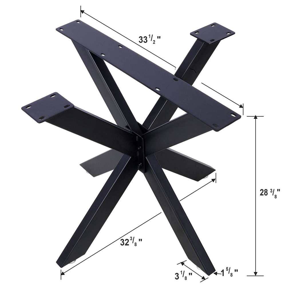 Spider Shaped Steel Table Base with Heavy Duty Construction - Black