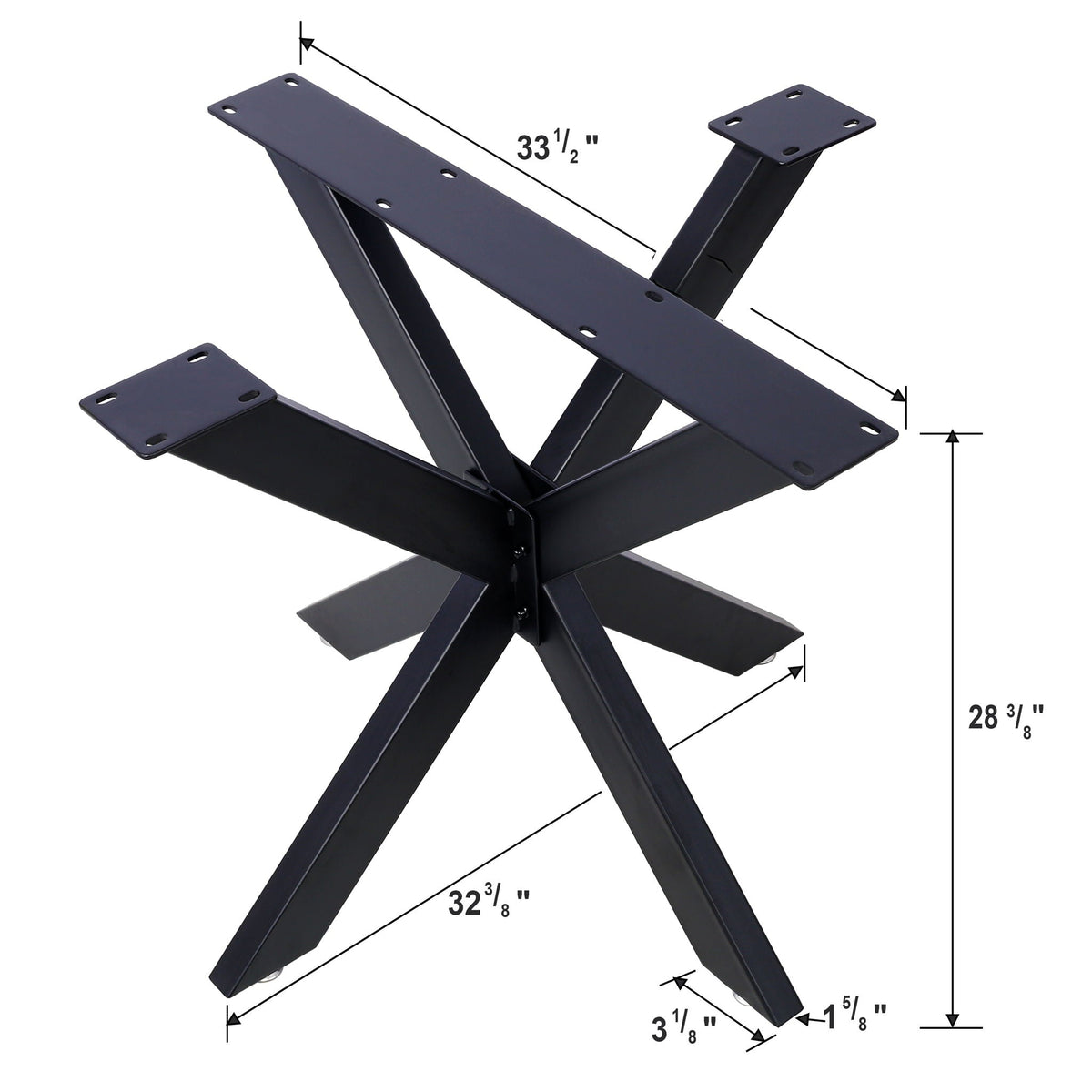 Spider Shaped Steel Table Base with Heavy Duty Construction - Black