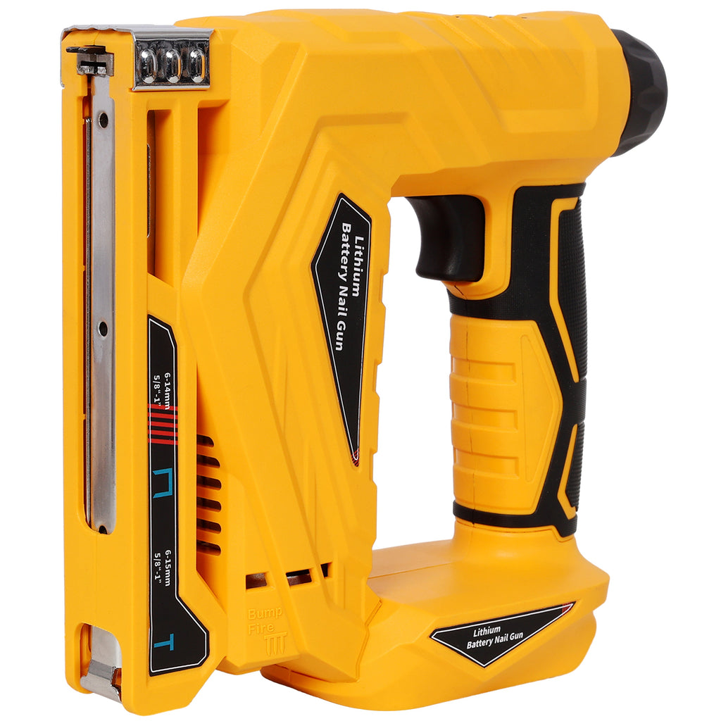 2-in-1 Cordless Brad Nailer & Narrow Crown Stapler with Adjustable Depth - Yellow