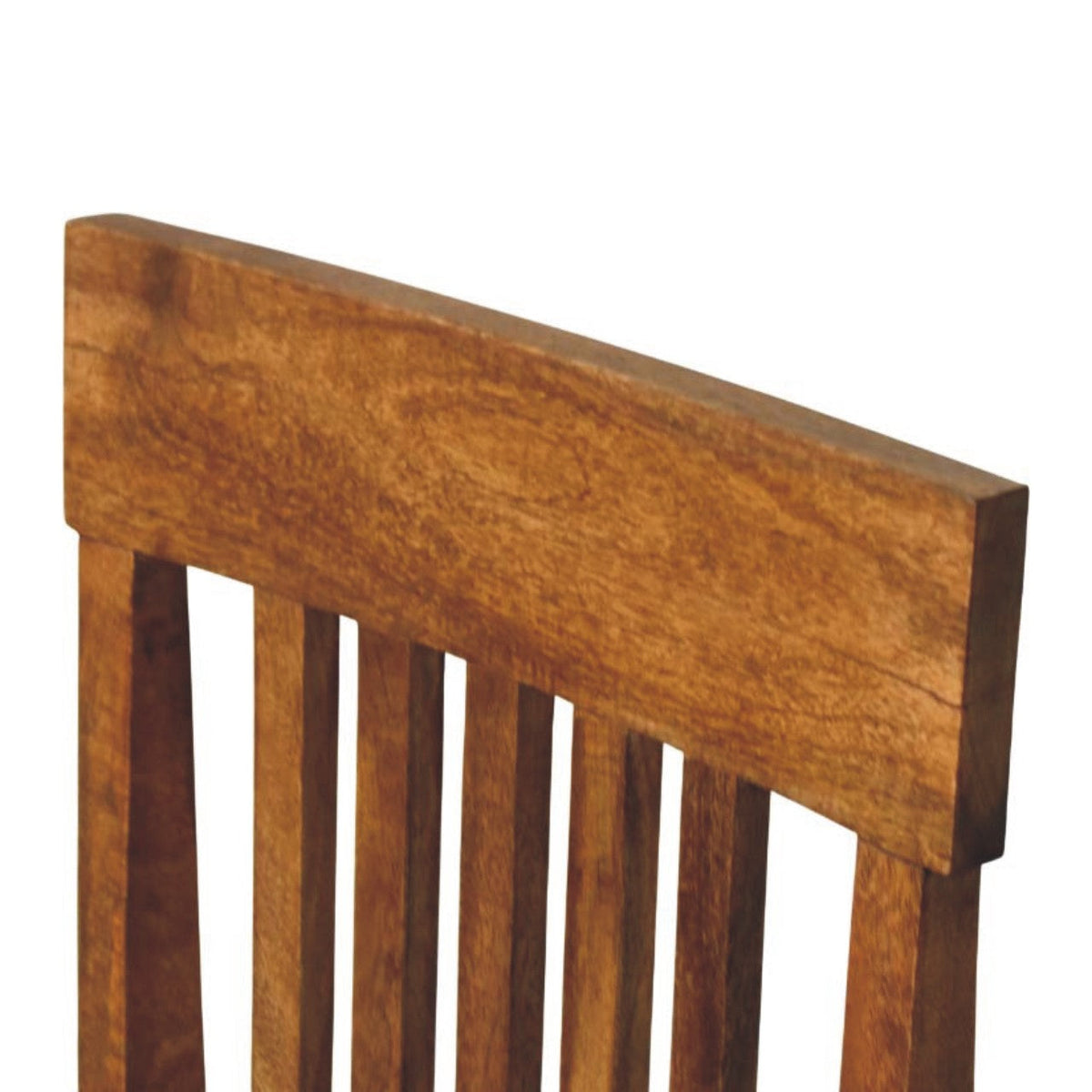 Solid Wood Leather Slatted Dining Chair with Slatted Back – Brown