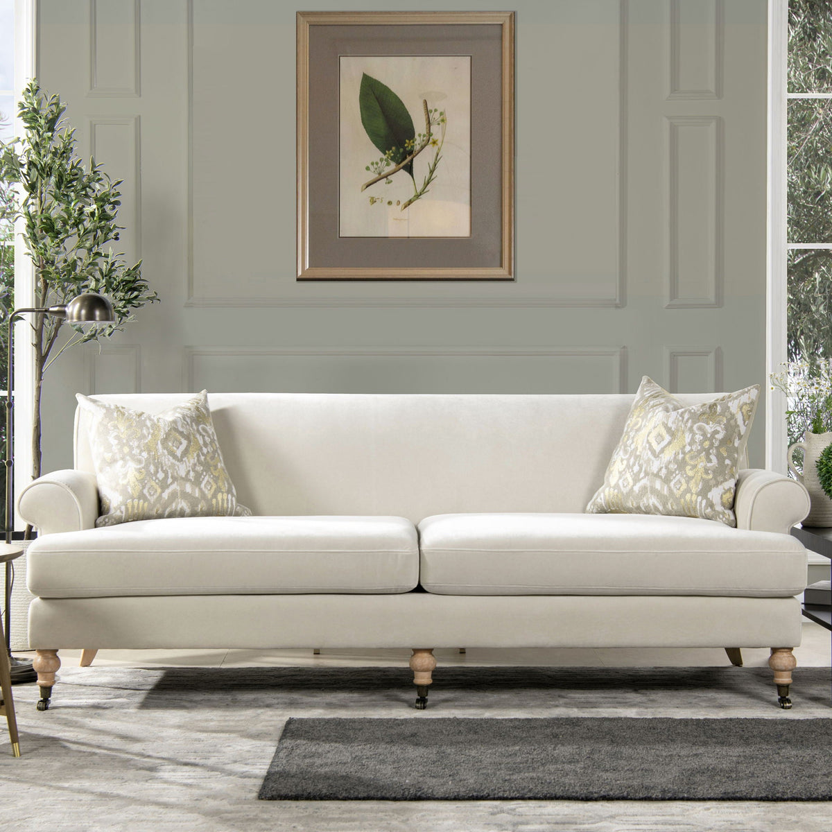 Two Cushion Tightback Sofa with Removable Cushions - Beige or Light Brown