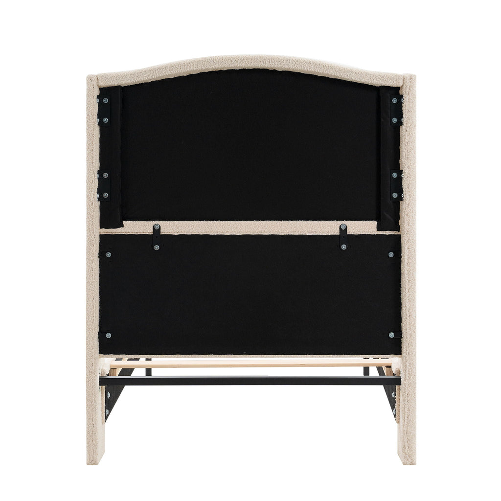 Platform Bed Frame with Tall Headboard and High Footboard - White or Gray