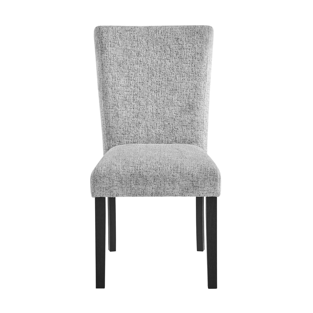 Gray Dining Chair Set with Solid Back - Fabric Upholstery
