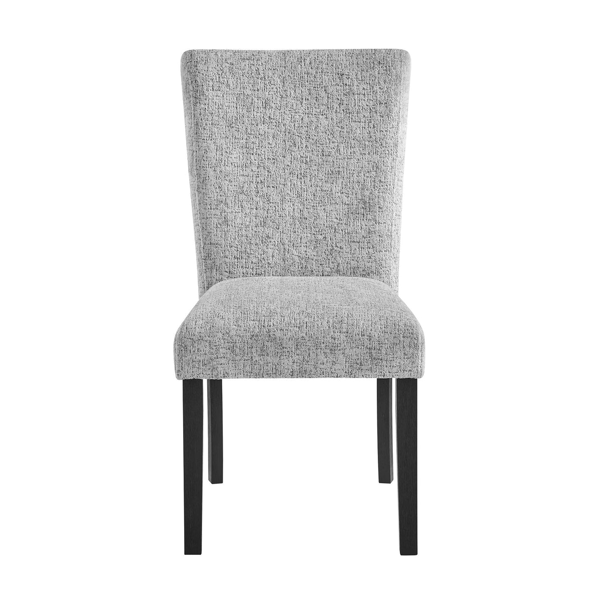 Gray Dining Chair Set with Solid Back - Fabric Upholstery