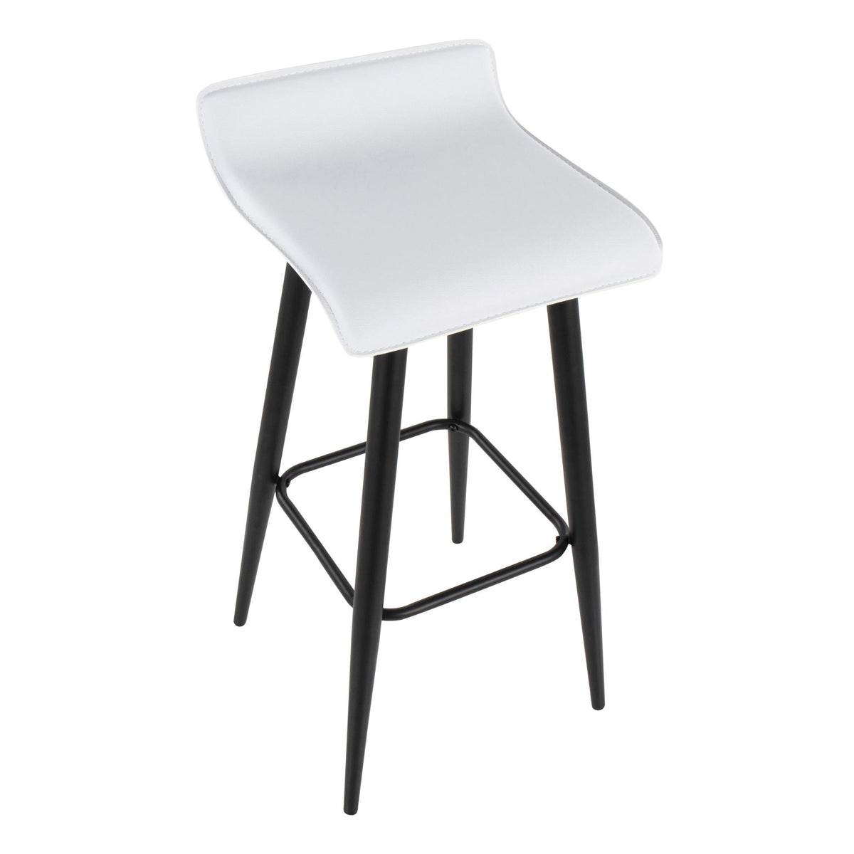 Contemporary Fixed Height Bar Stool Set with Metal Base - Pearl Silver or White