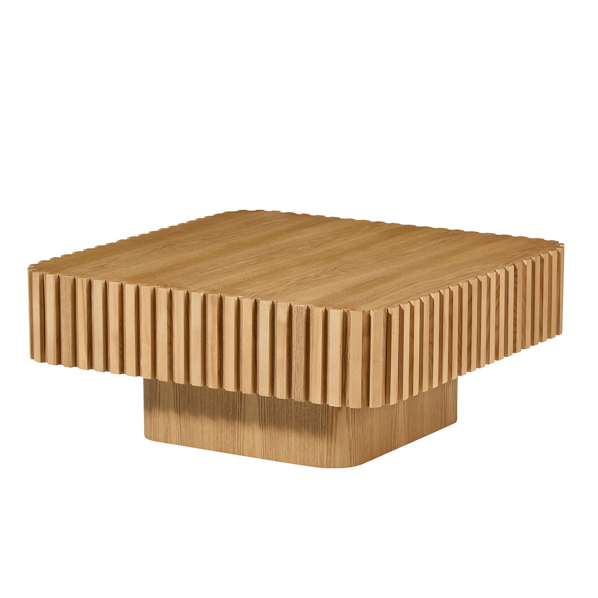 Modern Handcraft Drum Coffee Table with MDF Construction - Natural