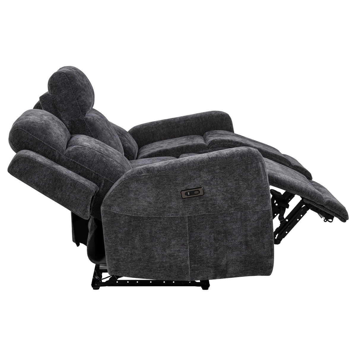Kennett 3-piece Chenille Power Reclining Sofa Set Dark Grey