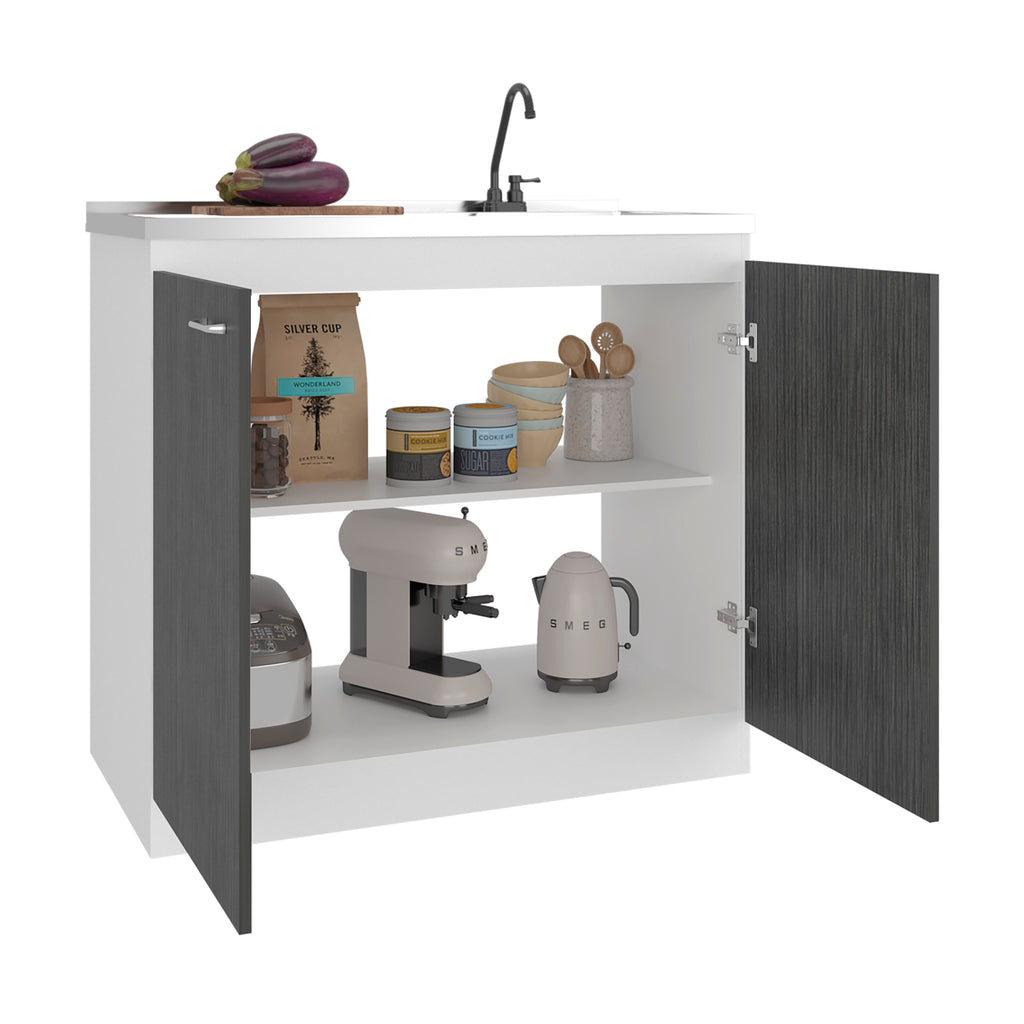 Salento Freestanding Sink with Double Door Cabinet - Engineered Wood