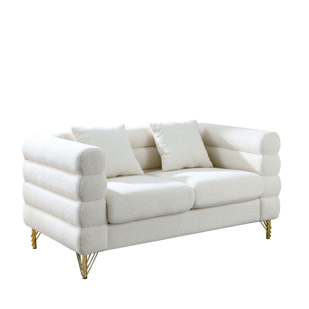Oversized 2 Seater Sectional Sofa with Deep Seating and 2 Pillows - Dark Green or Beige