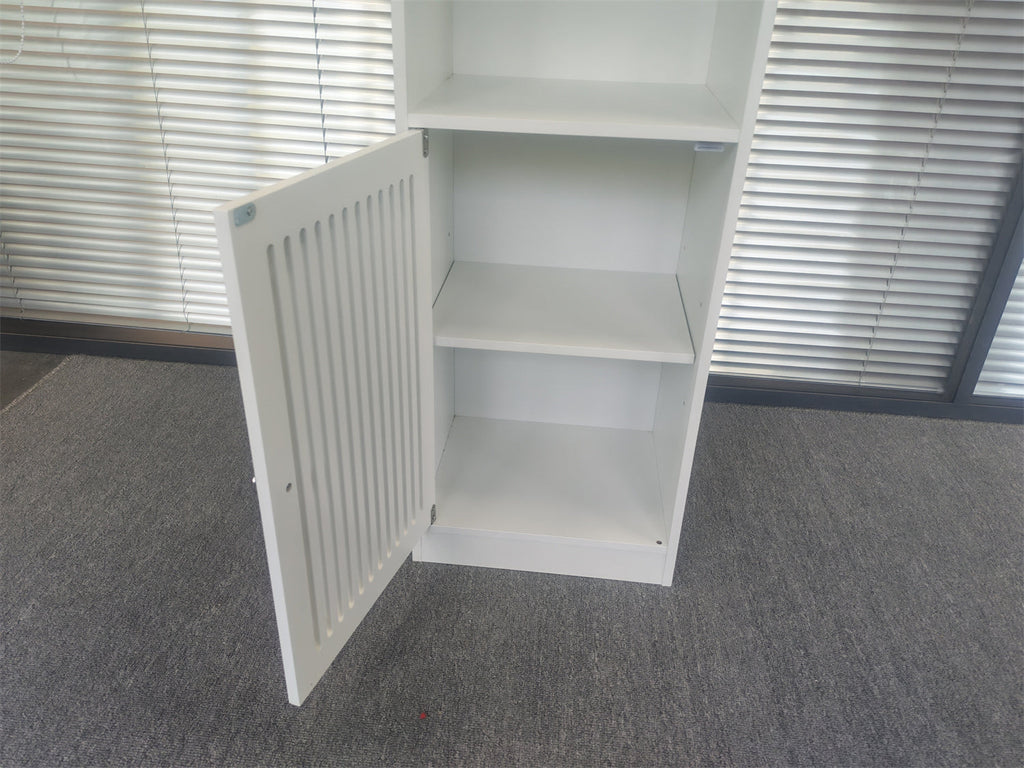 Bathroom Low Cabinet with Louvered Door - Particle Board & MDF, White