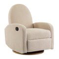 360 Swivel and Glider Recliner Chair with Solid Wood Base - Almond