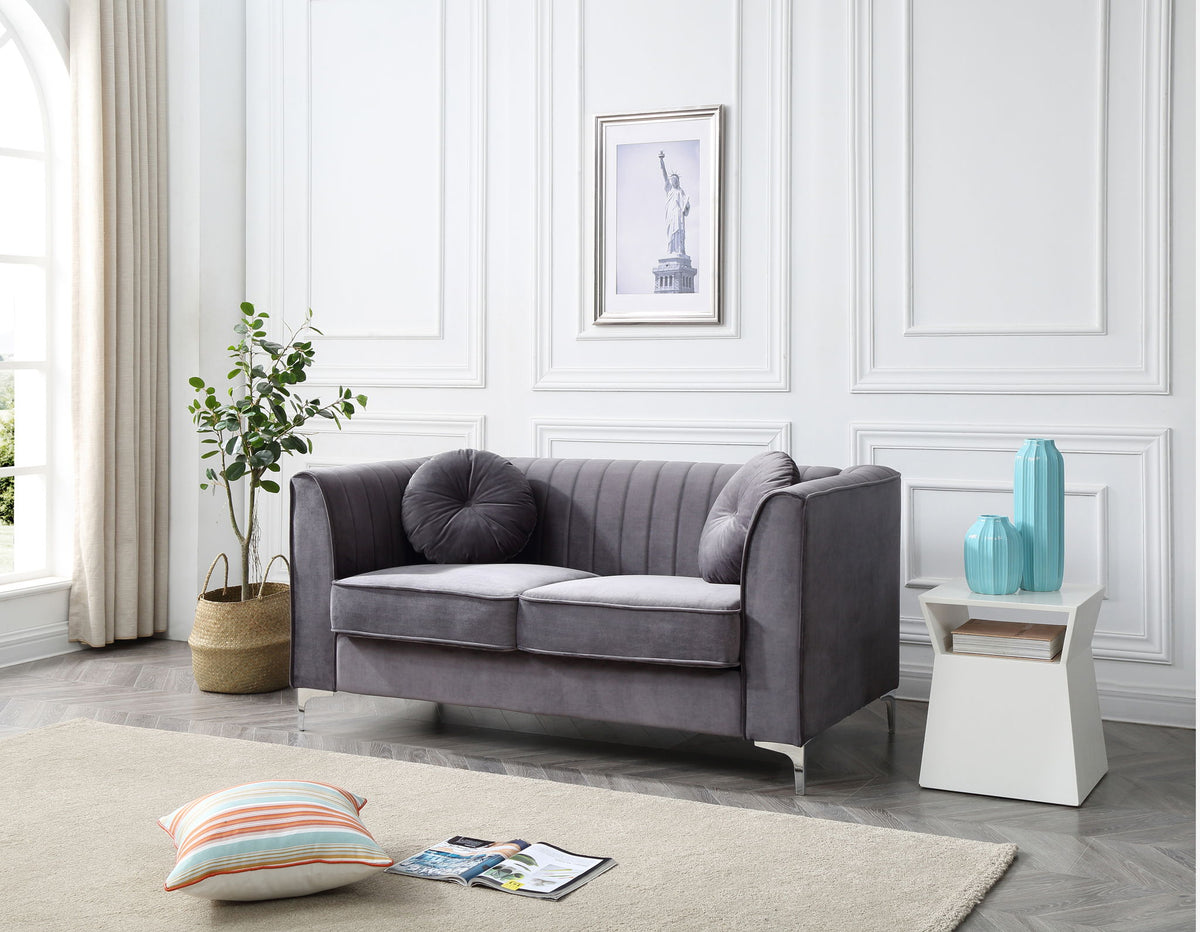 Glam Styled Micro Suede Loveseat with Channel Quilting - Multiple Colors