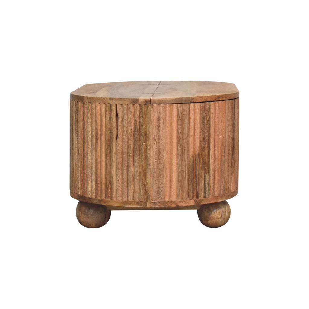 Solid Wood Soba Ball Lid-Up Coffee Table with Discreet Storage - Natural Oak-ish