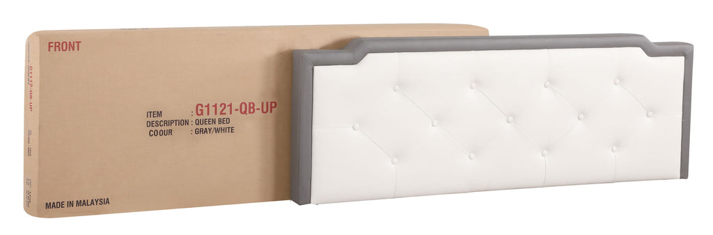 Two Tone Upholstered Bed with Button Tufted Headboard - Multiple Colors