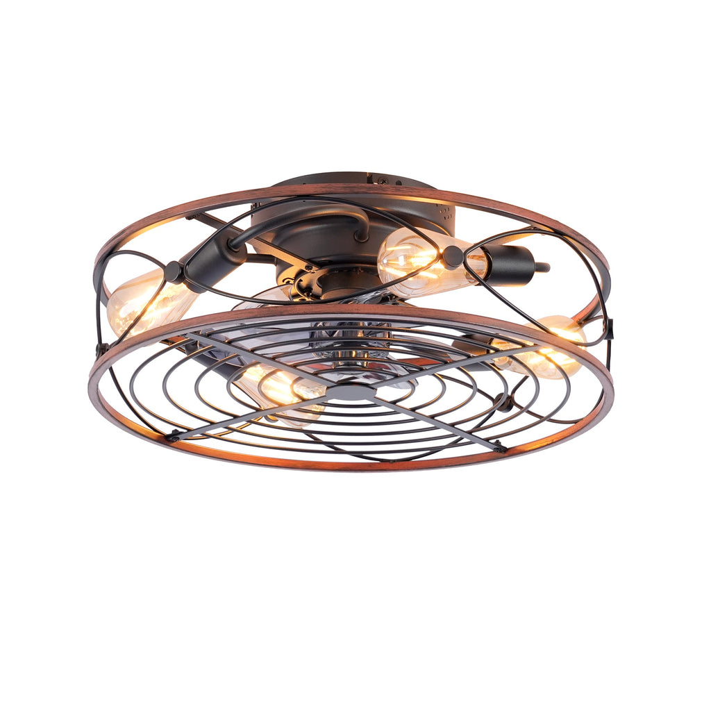 20'' Caged Ceiling Fan with Lights and Remote Control - Matte Black