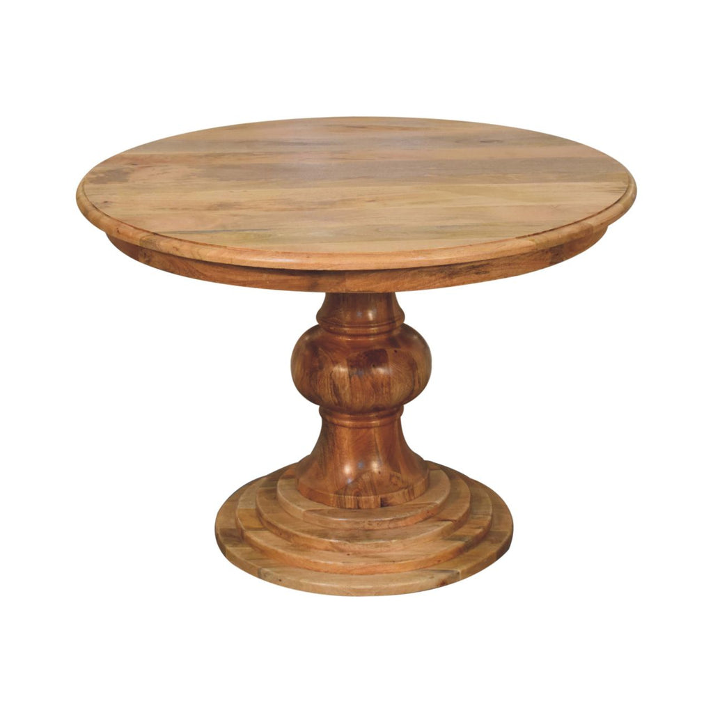 Solid Wood Round Dining Table with Classic Turned Base - Oak-ish