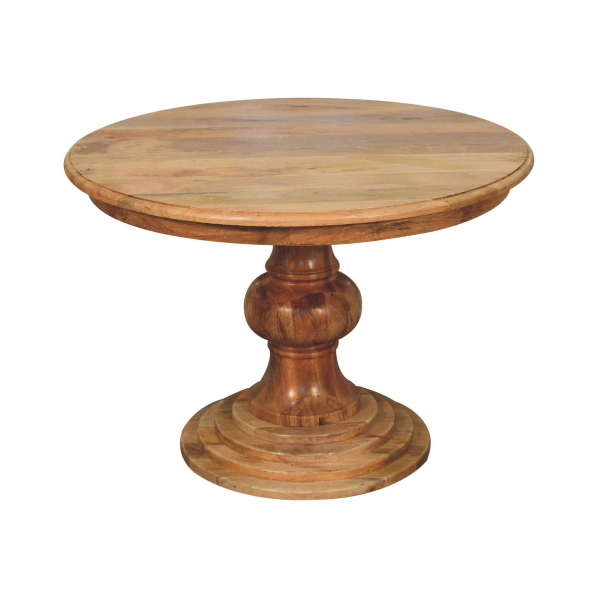 Solid Wood Round Dining Table with Classic Turned Base - Oak-ish