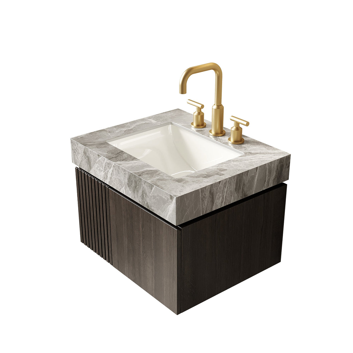 24" Muri Bathroom Vanity with Sintered Stone Countertop - Light Gray
