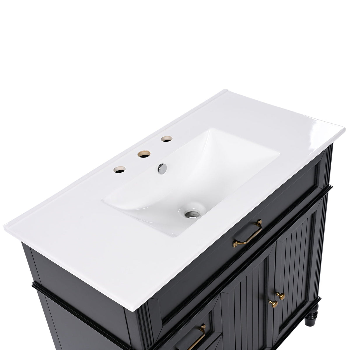 Bathroom Vanity With Sink and Drawers - Freestanding Solid Wood Cabinet