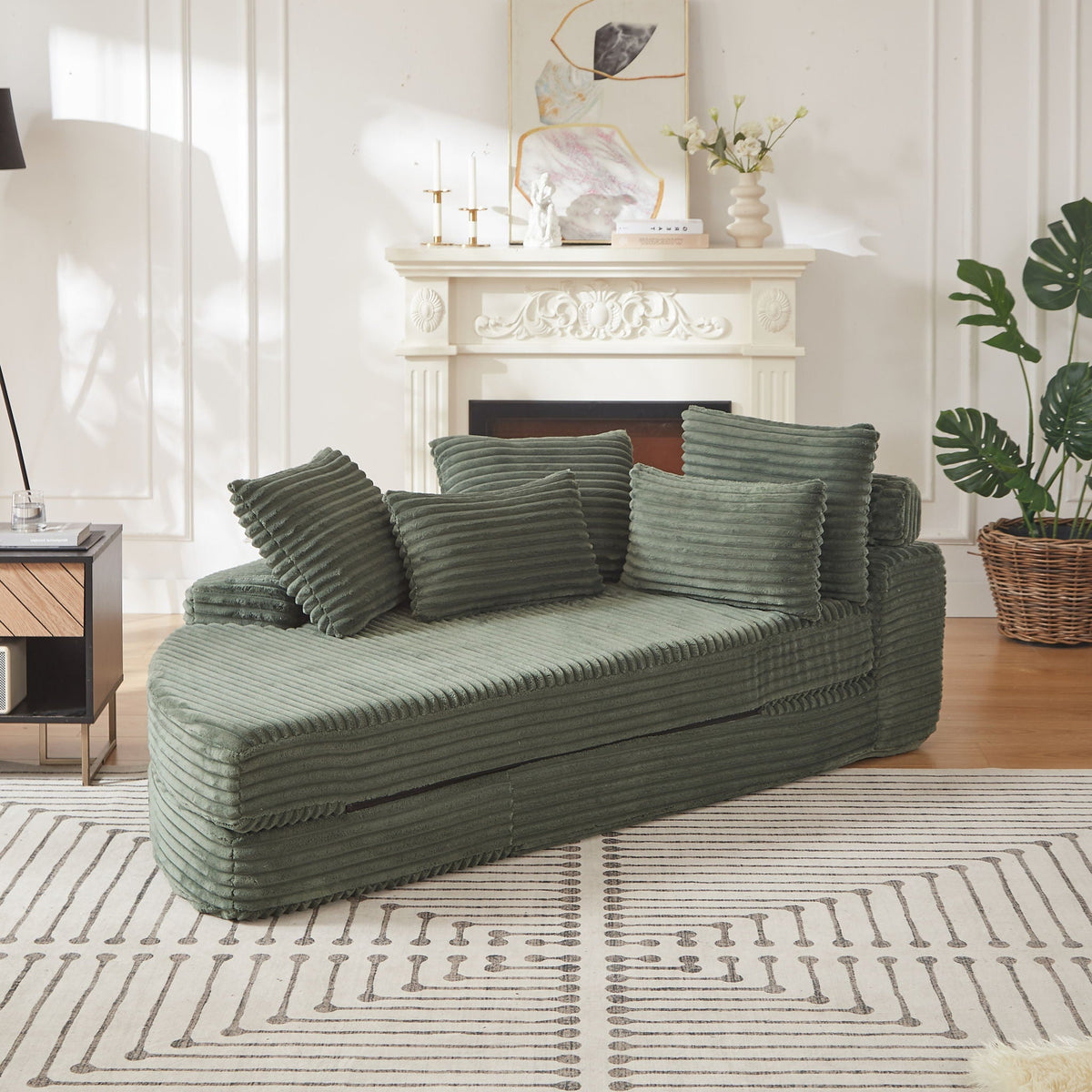 Semi Circular 2-in-1 Sofa Bed with Neck Pillow and Throw Pillows – Multiple Colors