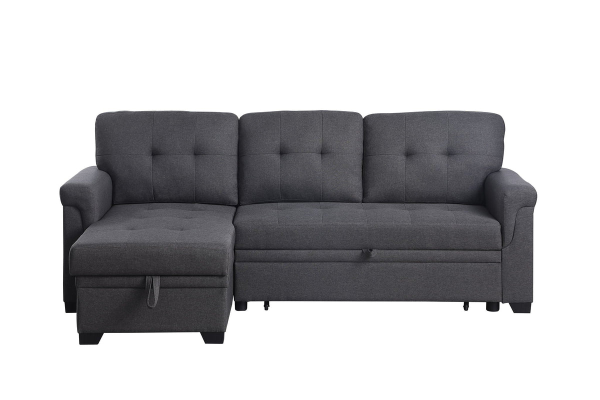 Lucca Reversible Sleeper Sectional Sofa With Storage Chaise