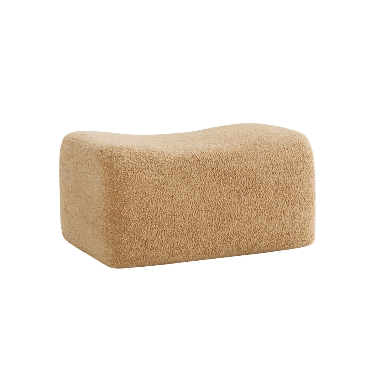 Camel Ottoman Teddy Fabric with Plush Comfort - Soft Camel